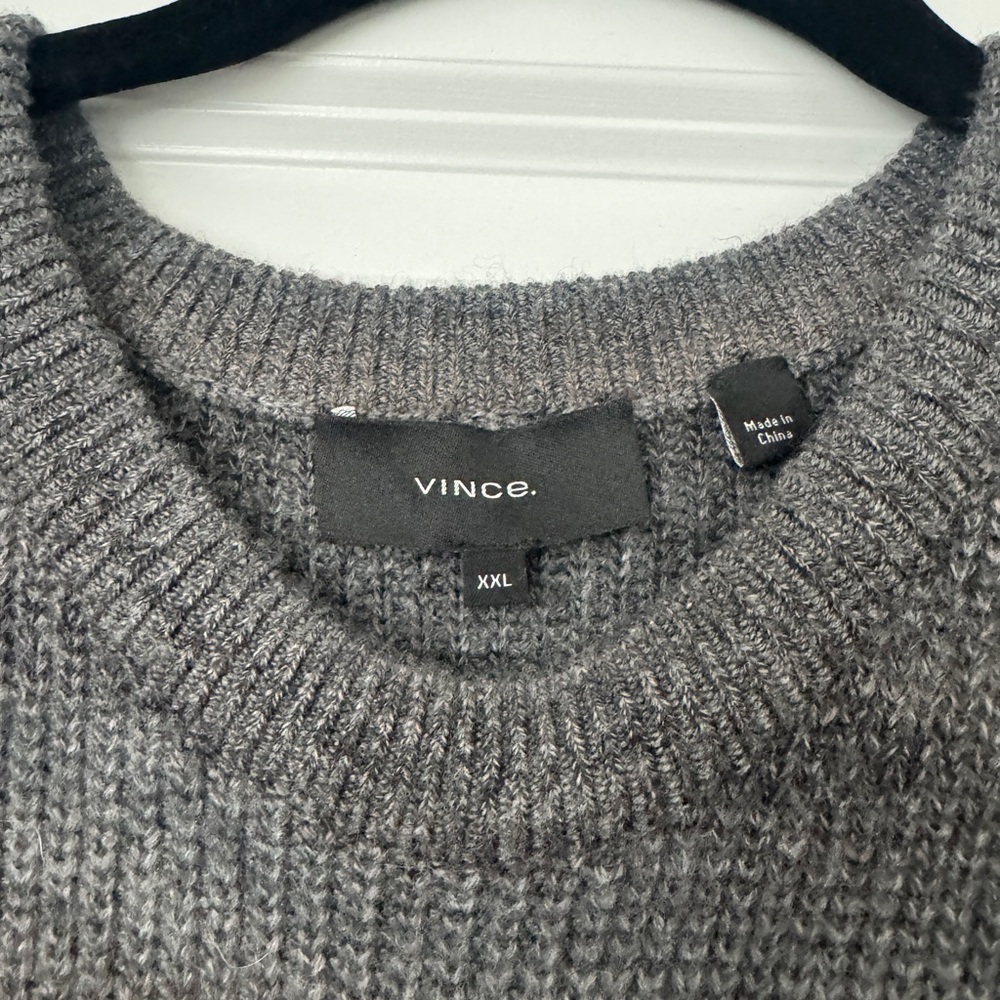 Vince Charcoal Ribbed Knit Crewneck Sweater
